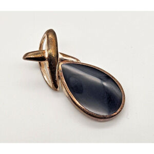 Vintage Pendant Thailand Sterling Silver 925 Black Onyx Modernist 1.5''L